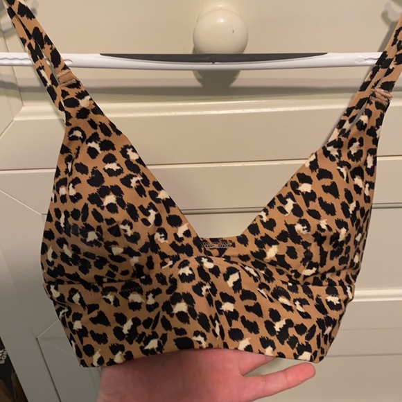 aerie leopard longline triangle bikini top - Picture 4 of 5